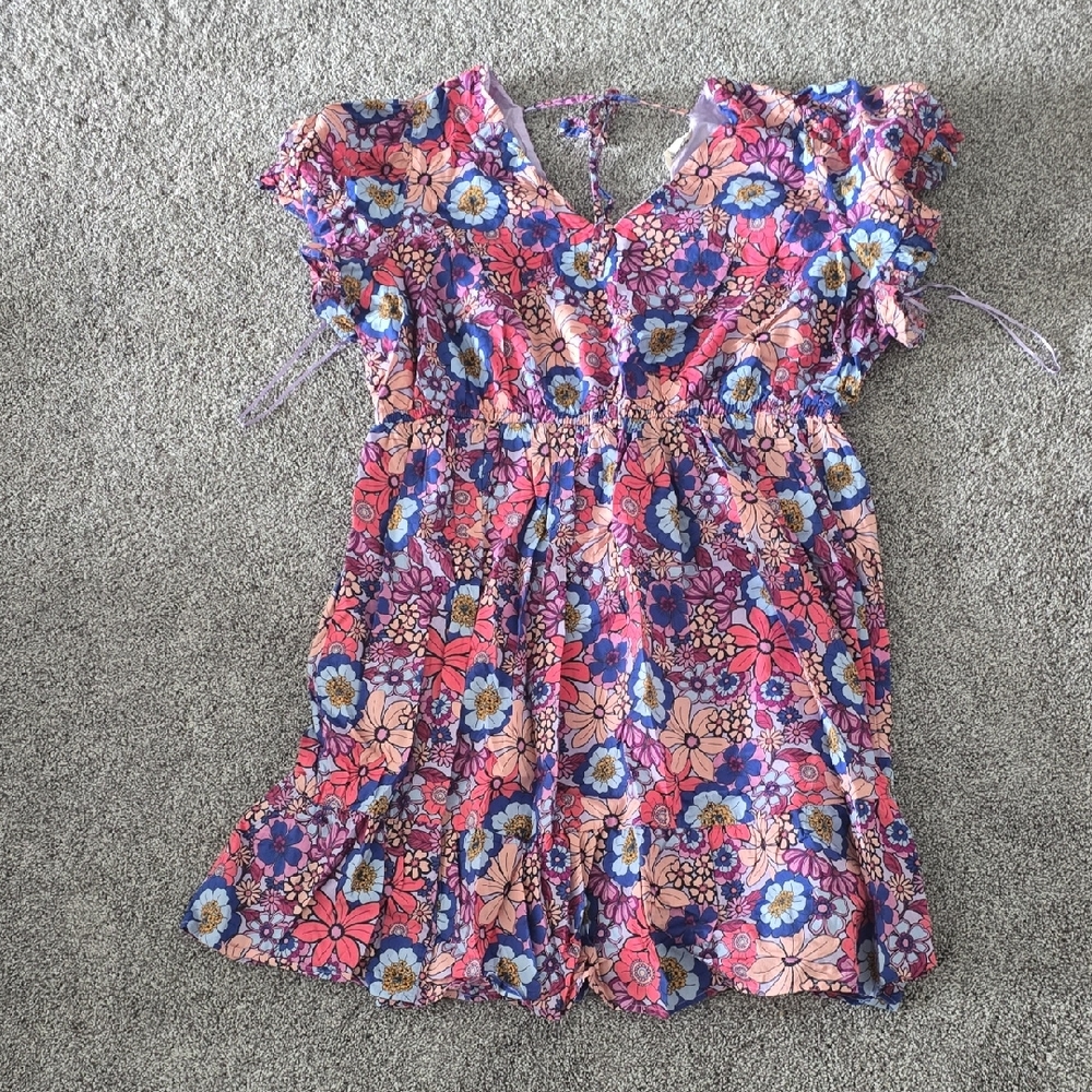 Terra & Sky Floral Dress - Pink and Blue